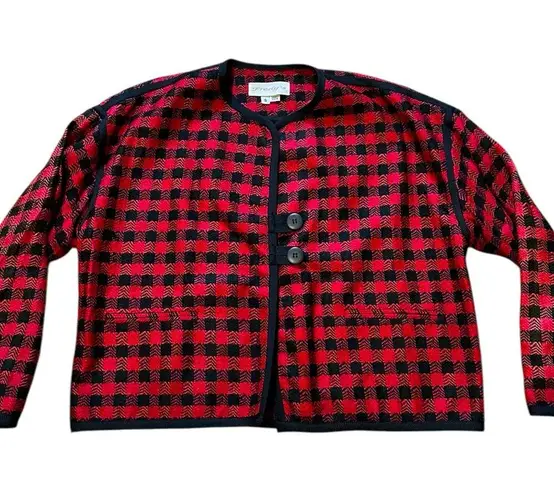 Fredy's Vintage Two Button Black And Red Silk Blazer Jacket Size S