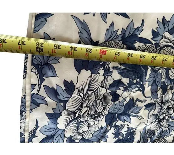 Lauren Ralph Lauren Asian Inspired Dragon Chinoiserie Print Dress 100% Silk Blue Size 4