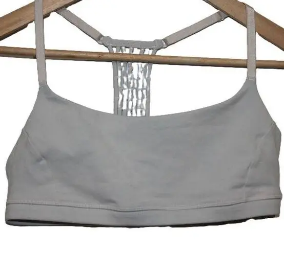 Lululemon Womens  Wunder Train Strappy Racer Gray Blue Athletic Sports Bra Size 8