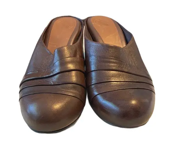 Nurture Fawn Leather Clog Mule Heel Shoe Brown 8M Size 8