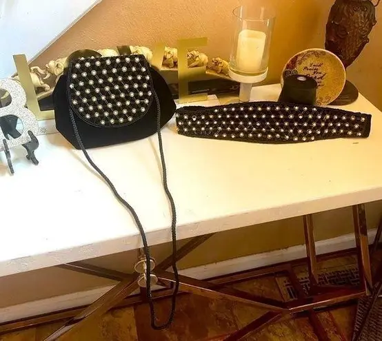 Vintage BUNDLE DEAL VELVET HAND BAG WITH MATCHING BELT