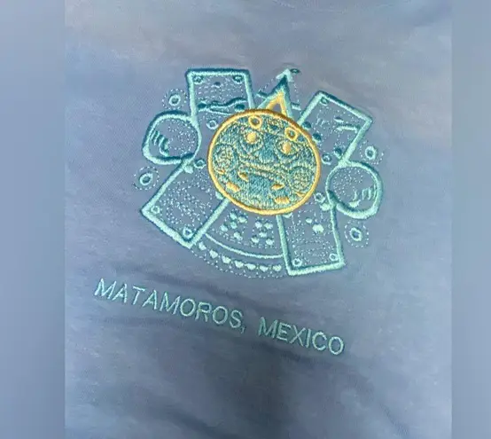Matamoros Mexico Embroidered Shirt Blue Size M