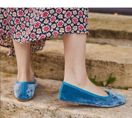 💕DOEN💕 Ballerina Slipper ~ Cerulean Blue Velvet Leather Flats EU 42 US 11 NWT Size undefined