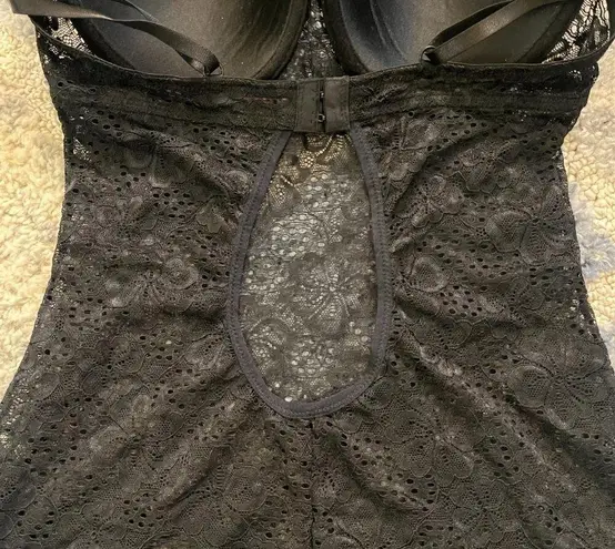 Dreamgirl Women's Black and Pink Lace Lingerie Slip Dress Size Large