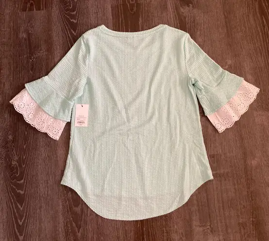 Elle 3/4 Ruffle Sleeve Blouse Top Size M