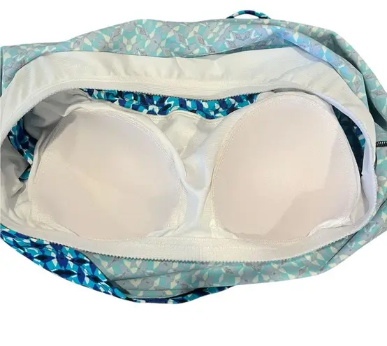 Eco Beach Blue Geometric Racerback Tankini Swimwear Top XL