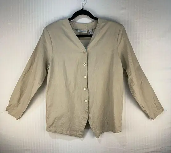 Karen Scott %100 Linen Vintage Blazer Women’s Size Small Classic Neutral Preppy