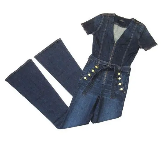 Ramy Brook NWT Helena Jumpsuit in Dark Rinse Denim Jean Zip Coverall 24 x 36