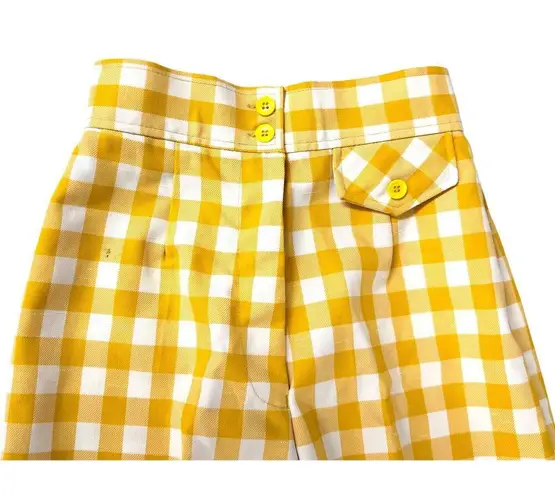 VTG 1970s Miss K 100% Polyester Yellow Checkered Wide Leg Pants Womens XS/S Size 24