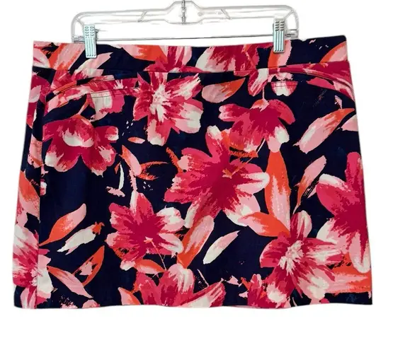 Zoe + Phoebe Tropical Print Bright & Bold Floral Print Skorts Tennis Size PXL Pink
