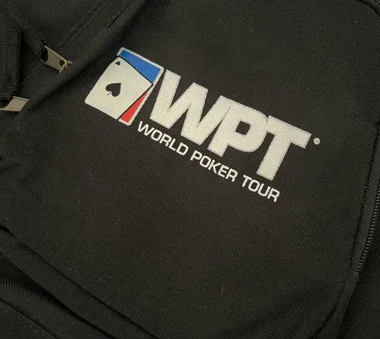 WPT Black Sling Bag Backpack World Poker Tour Outside Inside Pockets