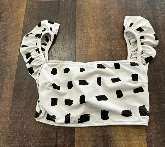 ALBION FIT Albion Black & White Matisse Bella Crop Bikini Top Size Small