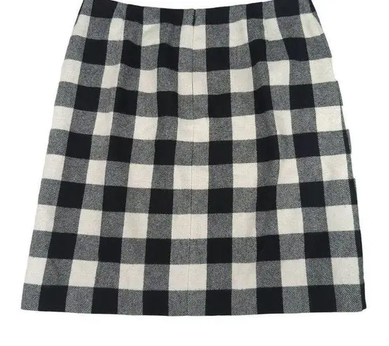 Talbots  Black White Checkered Plaid Wool Blend A-line Skirt Knee Women's 8