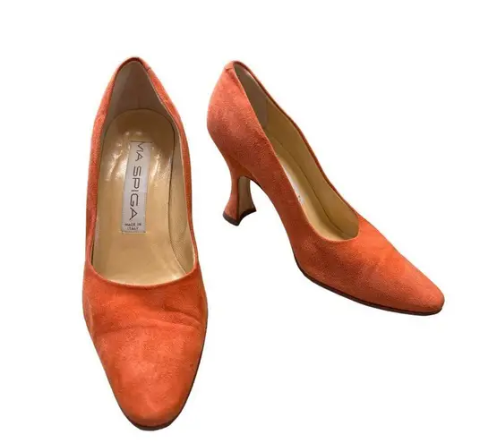 via spiga women’s orange leather heels shoes 6B SKU 3811