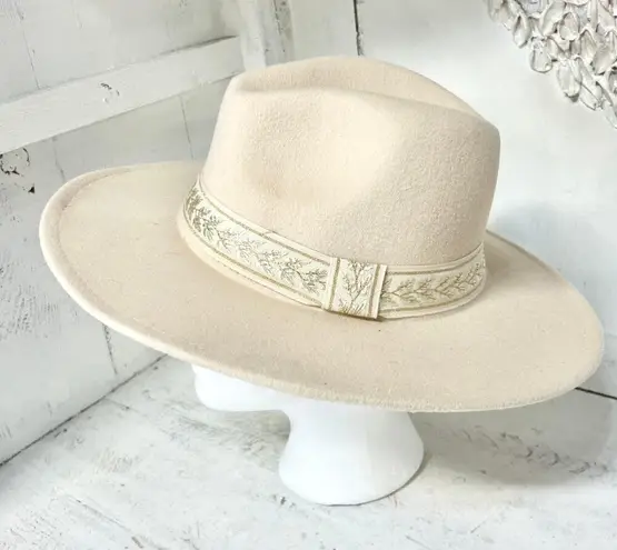 NWT Angels Whisper Anita Cotton Blend Felt Fedora Hat Cream/Beige Women One Size