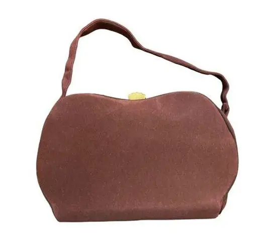 Vintage Virginia Art Slip Cover Purse Handbag Shoulder Bag Brass Lock MCM Brown