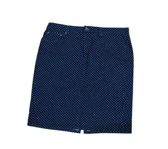 Lauren Jeans Company Polka Dot Pencil Skirt Classic Career Navy 12 Blue