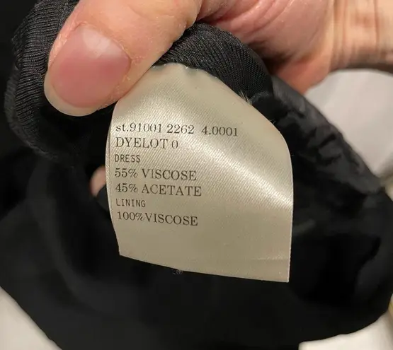 Adrienne Vittadini Sexy Y2K black sheath dress back slit midi length lined