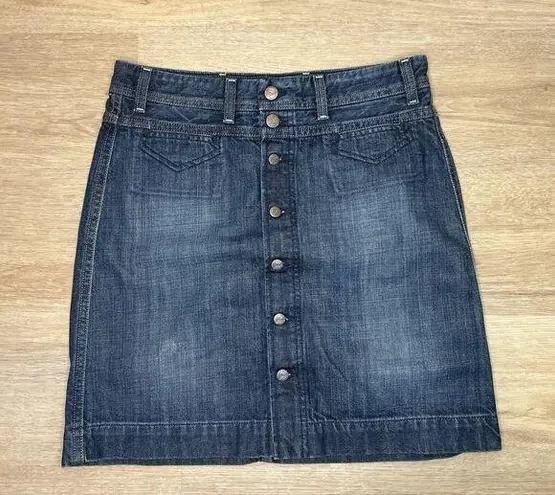 Citizens of Humanity  Denim Skirt Button Front Knee Length Dark Blue Womens 28