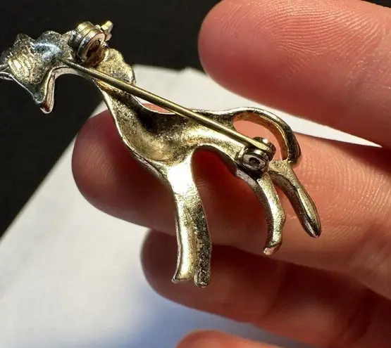 Tiny Vintage Signed Coro Pony Horse Brooch Pin Gold Tone & Rhinestone