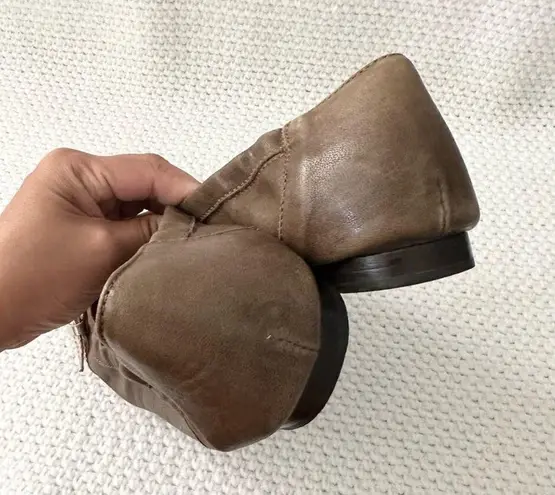 AGL Brown Taupe Snake Textured Cap Toe Ballet Flat Pewter Metallic Buckle 40 Size 9