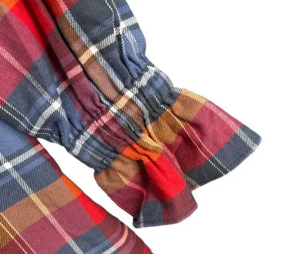 Something Navy Dress Mini Plaid Ruffled Collar Cotton Small Cozy Cottage