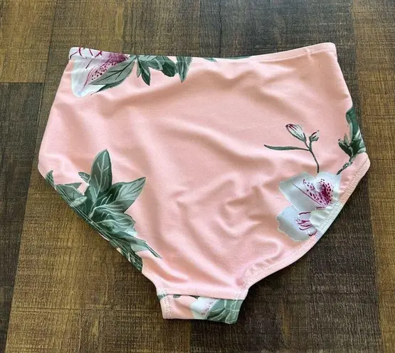 ALBION FIT Light Pink Floral Shock Lulu High Waisted Swim Bottoms