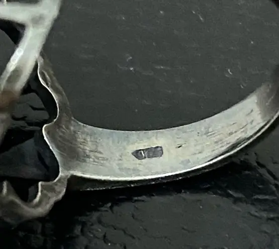 Sterling Silver Vintage Signed 925 Marcasite CZ Flower Chunky Ring Size 7 10.3g