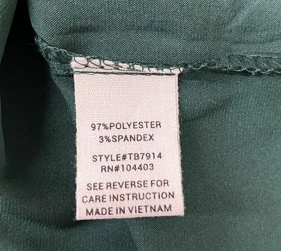 Mine Shirt Women Medium Green Satin Blouse Neutral Preppy Office Casual Bohemian