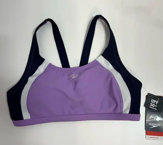 Speedo  Quantum Fusion Size Small Swim Bikini Top Purple Black UPF 50+ Padded New