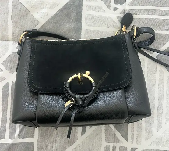 See By Chloe Joan Ladylike Black Shoulder Bag with Metallic Ring Detail