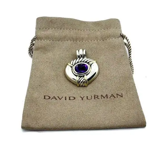 David Yurman 14K Gold & 925 Silver Renaissance Amethyst Enhancer Clip-On Pendant
