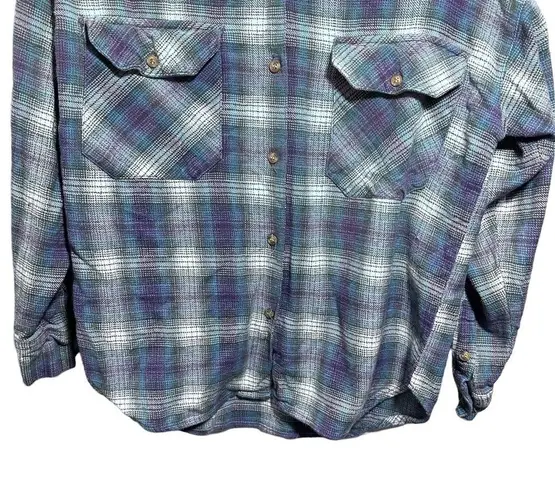 At Last New York Womens Sz S Plaid Flannel Long Sleeve Button Up Shirt Vintage - Image 3