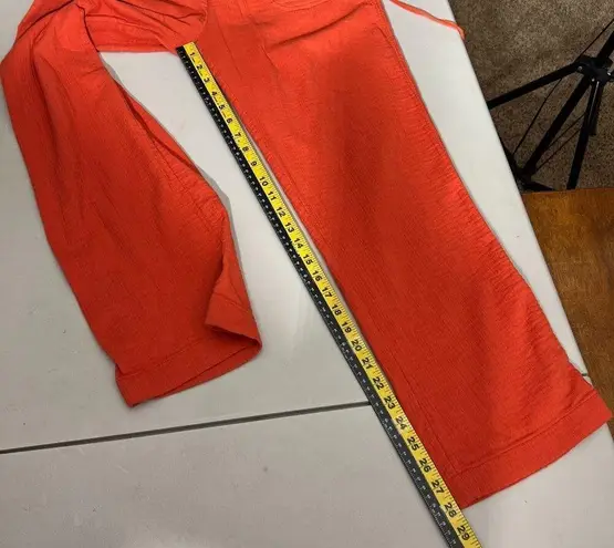 Sundance Pants Womens Small Orange Gauze Button Front Straight Leg Coastal Beach