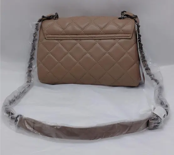 Gilda Paris Mini Quilted Messenger Bag Crossbody Shoulder Bag Taupe Party Tan