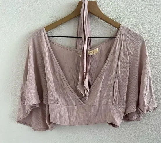 BEACHGOLD Neutral Moth Pink Crop Tie Waist Strappy Medium
