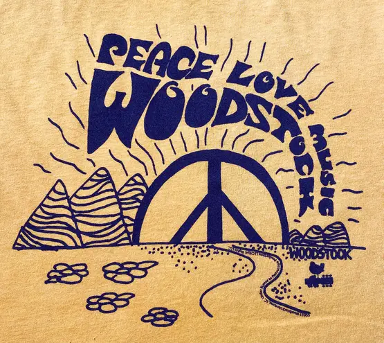 Woodstock ‘Peace, Love, and Music’ Tee Gold Size L