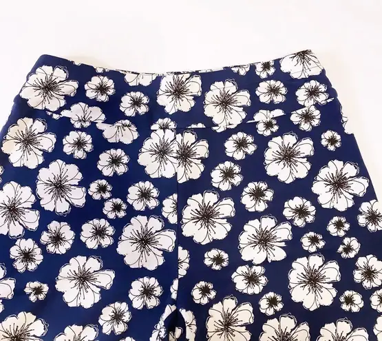 Joan Vass | Petite Navy Floral-Print Slim Pants LP/2P