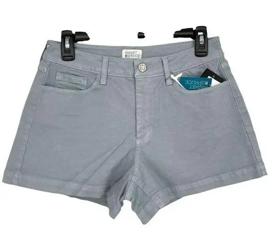 Market & Spruce Flat Front Cotton Blend Shorts Light Blue Size 12 NWT