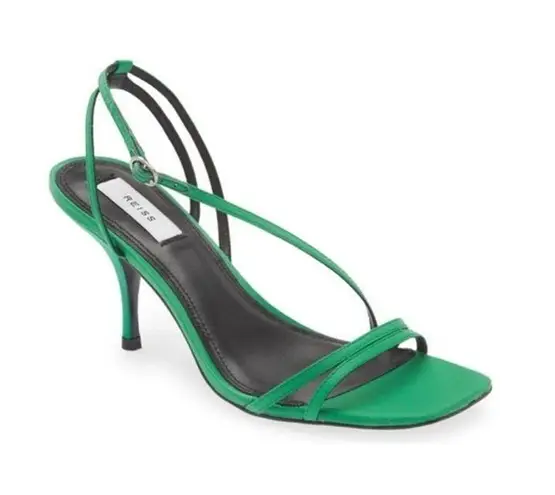 Reiss Bali Green Stiletto Mid Heel Strappy Sandals Size 7