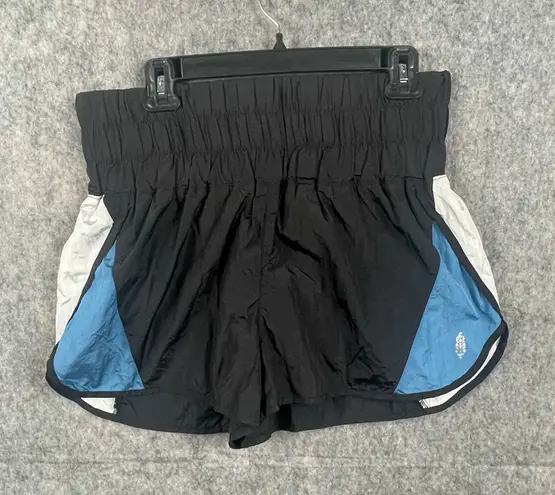 Free People Movement Womens Size Large boxer style Shorts Blue and Black Nylon