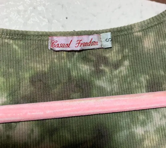 Tye Dye Embroidered Tank Top With Birds And Flowers Detailing