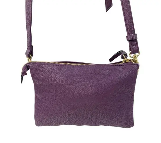 Tahari Crossbody Bag Purse Purple Pebbled Leather Travel Organizer Multi-Pockets