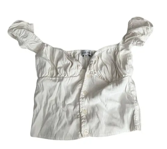 With Jean  Louie White Milkmaid Top Shirt Blouse