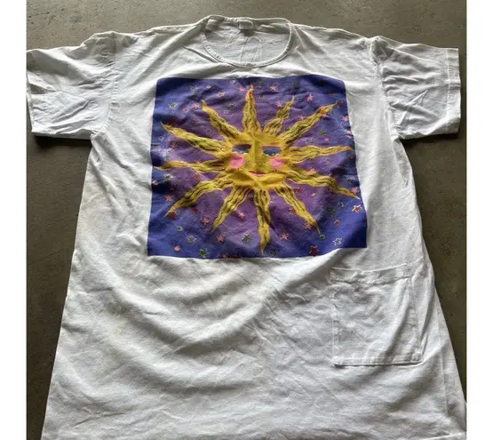 Vintage Pacific Connections Cozumel Sun Graphic Oversized Made in USA Sz OS White