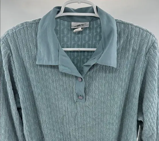 g.w. Division of graff terry cloth long sleeve polo textured vintage collared Blue Size XL