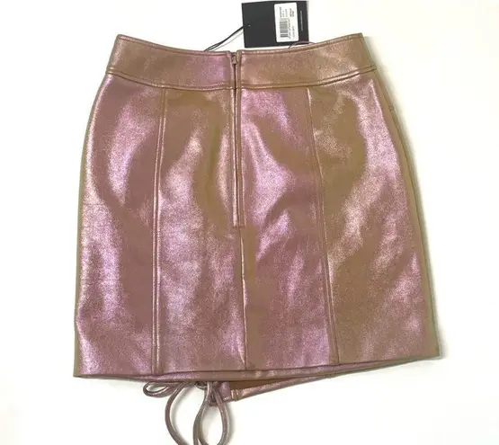 Nicholas Sofie Metallic Rose Wrap Style Lace Up Mini Skirt Size 4