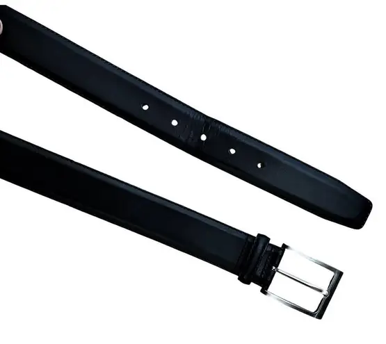 MAGNANNI Square Genuine Leather Belt Black Spain Silver Buckle Style 1278 Sz 32