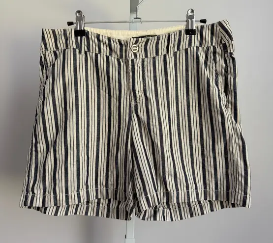Michael Stars sz M Blue White Stripe 100% Linen Summer Shorts
