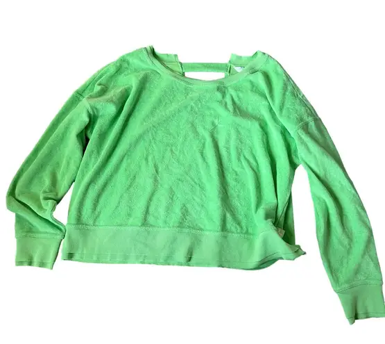 JoyLab Women's Bright Green Open Back Terry Cloth Sweatshirt - Size XS - NWT